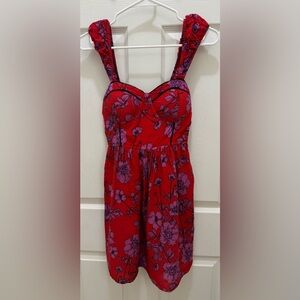 BAND OF THE FREE  Red Floral Mini Dress  Size XS NWT